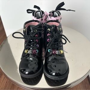 The Children's Place Black Patent Boots with Colorful Accents
